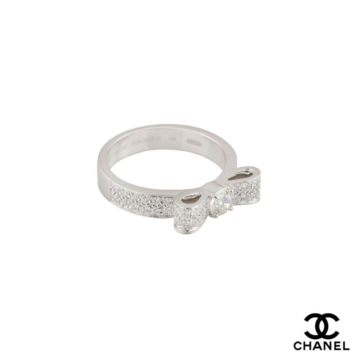 Chanel 18K White Gold Diamond Ruban Ring - modaselle